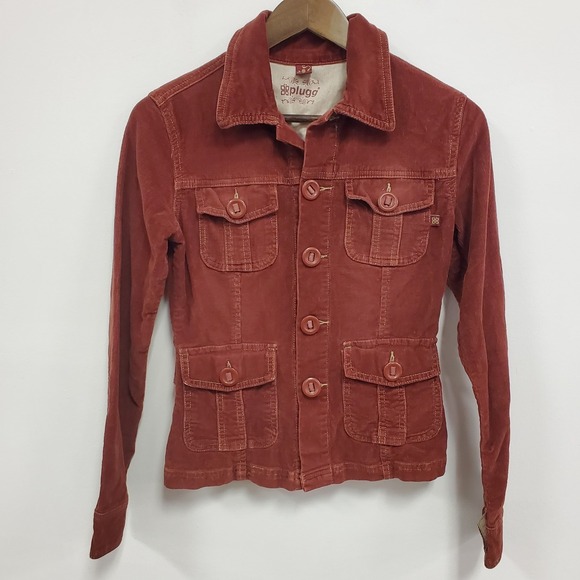 Plugg Womens Y2K Corduroy Fall Vibes Jacket Size S Red Gilmore‎ Girls Layers - Picture 2 of 10